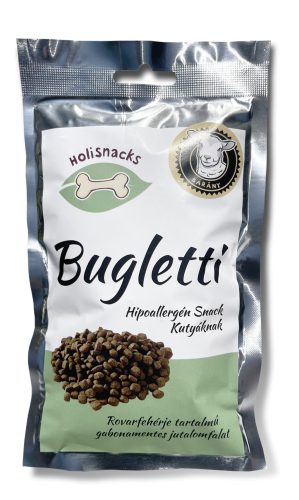 Holisnacks Bugletti rovarfehérjés hipoallergén snack kutyáknak bárányos 100g