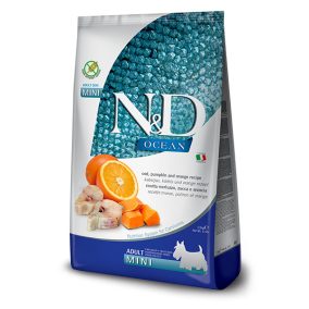 N&D Ocean Dog tőkehal, sütőtök&narancs Adult mini 800g