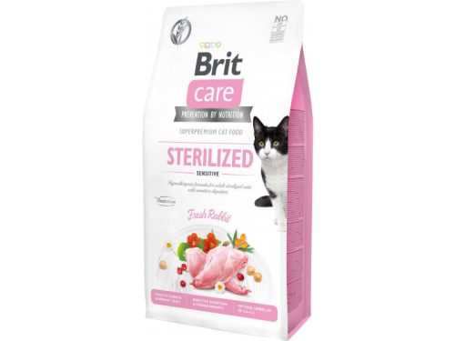 Brit Care Cat STERILISED - SENSITIVE Nyúl Hipoallergén, Gabonamentes 7 kg